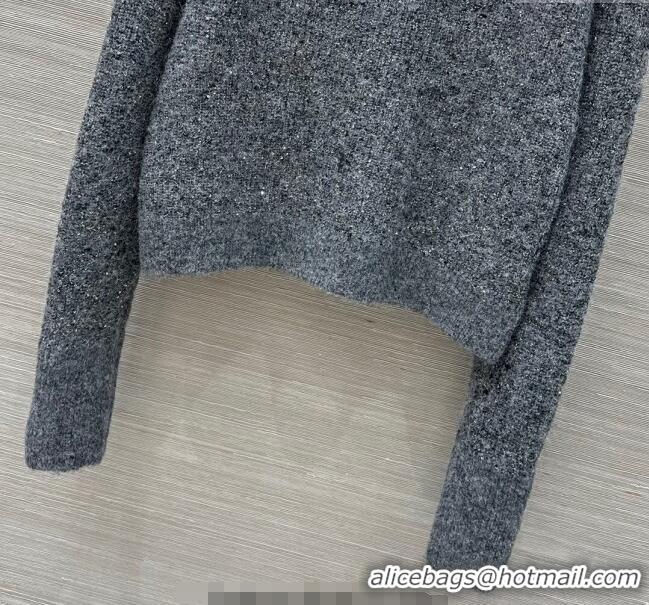 Luxury Cheap Chanel Wool Mohair Sweater with Lace CH111526 Grey 2025