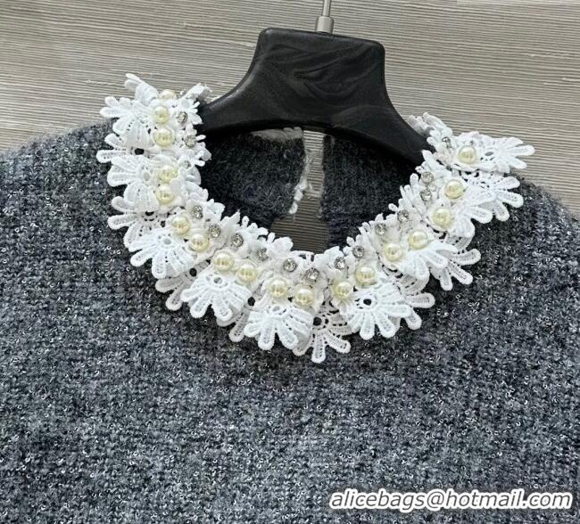 Luxury Cheap Chanel Wool Mohair Sweater with Lace CH111526 Grey 2025