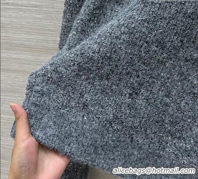 Luxury Cheap Chanel Wool Mohair Sweater with Lace CH111526 Grey 2025