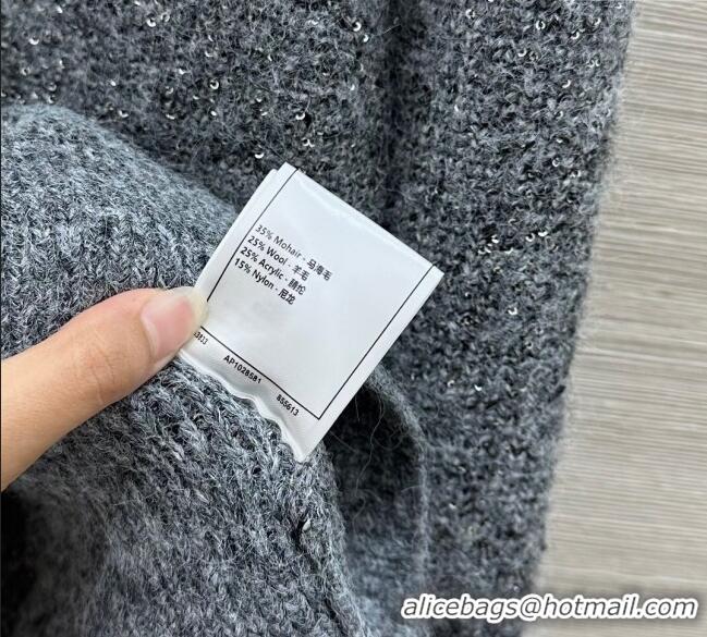 Luxury Cheap Chanel Wool Mohair Sweater with Lace CH111526 Grey 2025