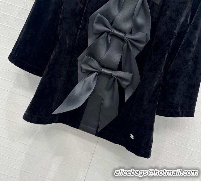 Affordable Price Chanel Velvet Top with Bow CH111538 Black 2025