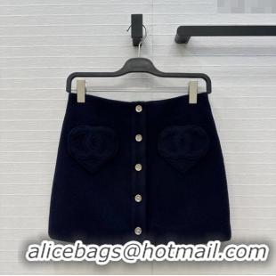 Grade Design Chanel Heart Wool Mini Skirt CH111545 Dark Blue 2025