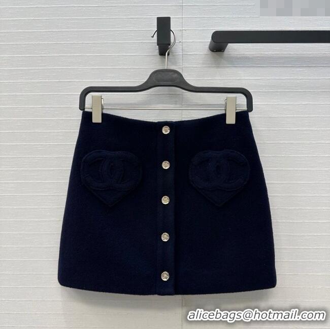 Grade Design Chanel Heart Wool Mini Skirt CH111545 Dark Blue 2025