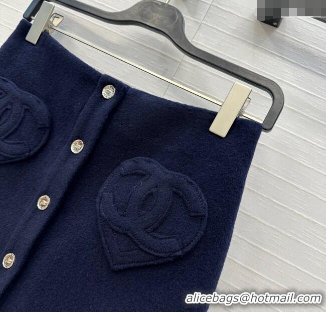 Grade Design Chanel Heart Wool Mini Skirt CH111545 Dark Blue 2025