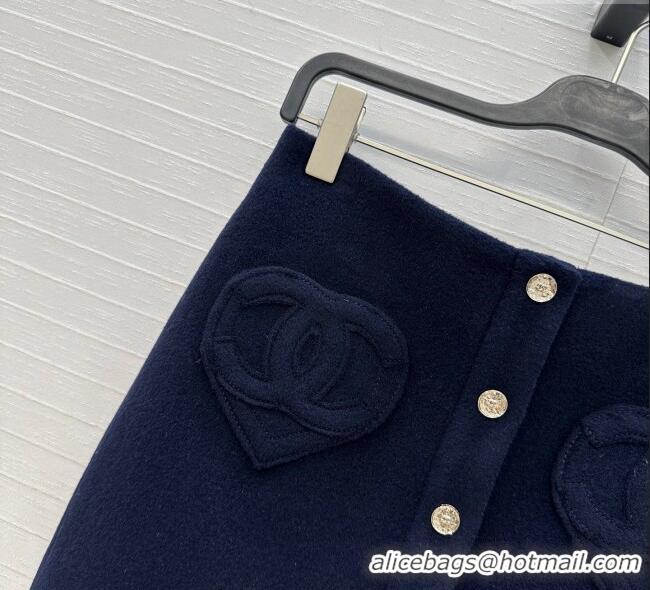 Grade Design Chanel Heart Wool Mini Skirt CH111545 Dark Blue 2025