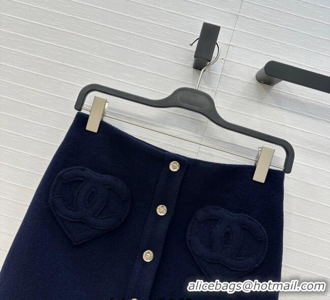 Grade Design Chanel Heart Wool Mini Skirt CH111545 Dark Blue 2025