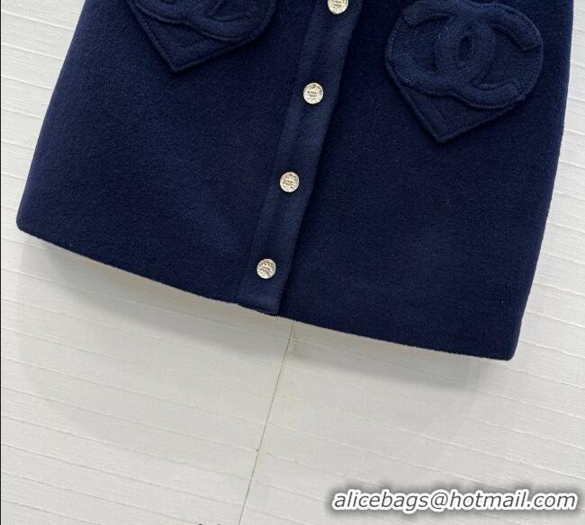 Grade Design Chanel Heart Wool Mini Skirt CH111545 Dark Blue 2025