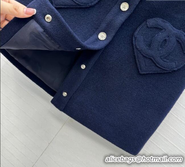 Grade Design Chanel Heart Wool Mini Skirt CH111545 Dark Blue 2025