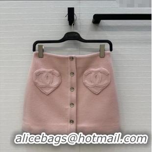 Good Taste Chanel Heart Wool Mini Skirt CH111545 Light Pink 2025