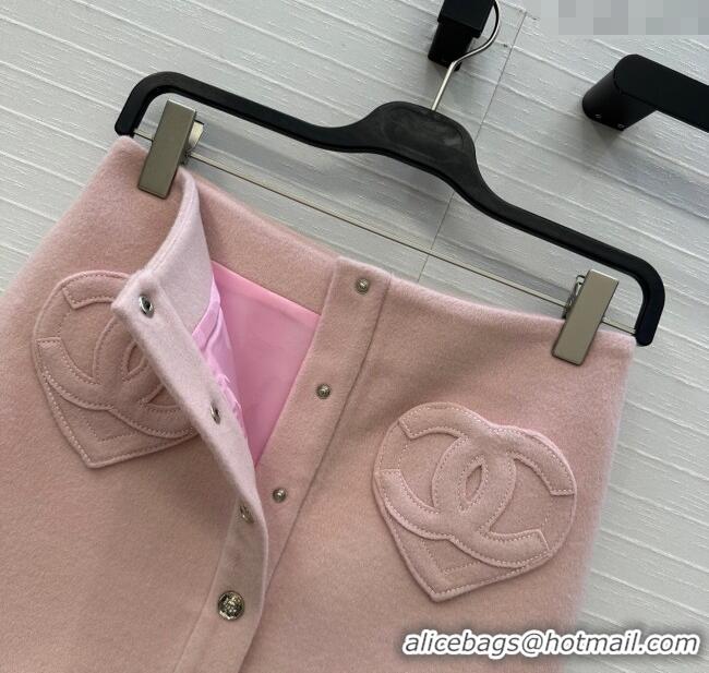 Good Taste Chanel Heart Wool Mini Skirt CH111545 Light Pink 2025
