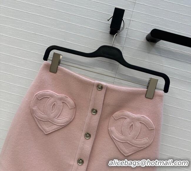 Good Taste Chanel Heart Wool Mini Skirt CH111545 Light Pink 2025