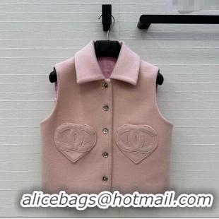 Unique Grade Chanel Heart Wool Mini Vest CH111545 Light Pink 2025
