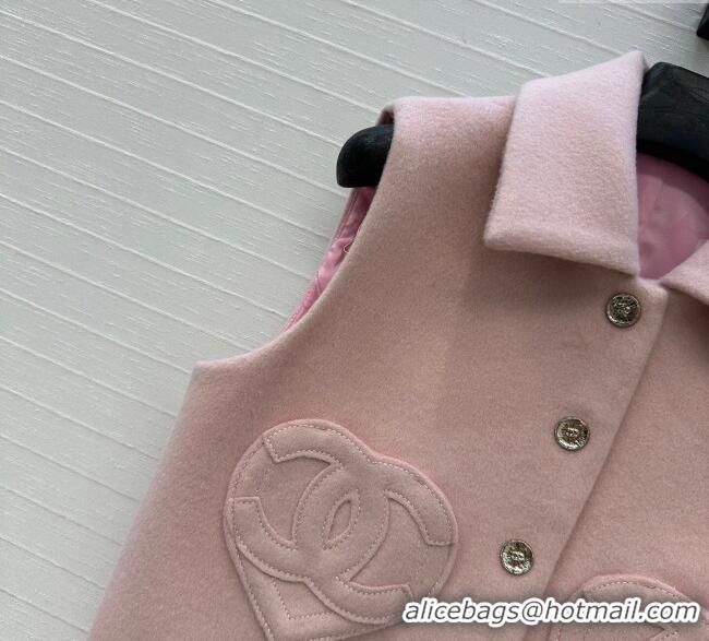 Unique Grade Chanel Heart Wool Mini Vest CH111545 Light Pink 2025