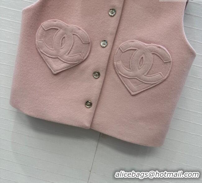 Unique Grade Chanel Heart Wool Mini Vest CH111545 Light Pink 2025