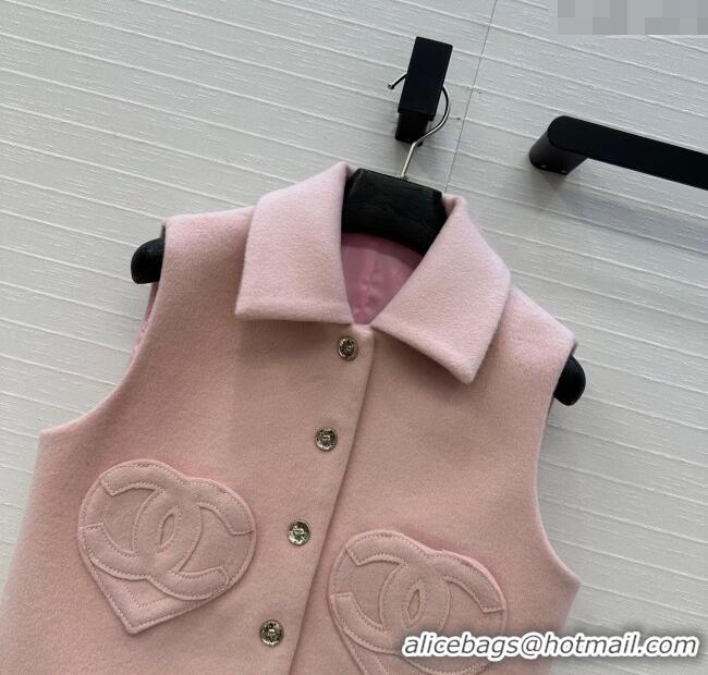 Unique Grade Chanel Heart Wool Mini Vest CH111545 Light Pink 2025