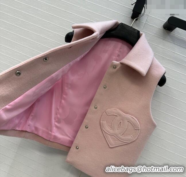 Unique Grade Chanel Heart Wool Mini Vest CH111545 Light Pink 2025