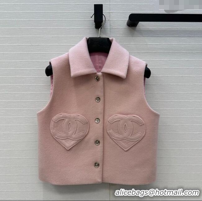 Unique Grade Chanel Heart Wool Mini Vest CH111545 Light Pink 2025