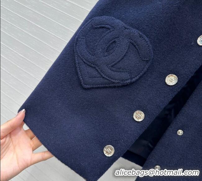 Luxury Discount Chanel Heart Wool Mini Vest CH111545 Dark Blue 2025