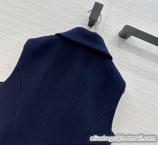 Luxury Discount Chanel Heart Wool Mini Vest CH111545 Dark Blue 2025