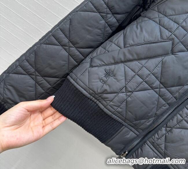Best Quality Dior Oblique Padded Short Jacket with Wide Neck CH090404 Black 2025