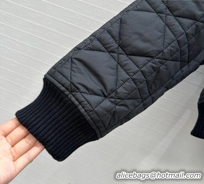 Best Quality Dior Oblique Padded Short Jacket with Wide Neck CH090404 Black 2025