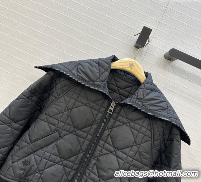 Best Quality Dior Oblique Padded Short Jacket with Wide Neck CH090404 Black 2025