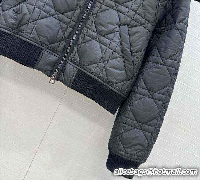 Best Quality Dior Oblique Padded Short Jacket with Wide Neck CH090404 Black 2025