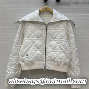 Well Crafted Dior Oblique Padded Short Jacket with Wide Neck CH090404 White 2025