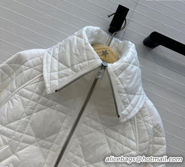 Well Crafted Dior Oblique Padded Short Jacket with Wide Neck CH090404 White 2025