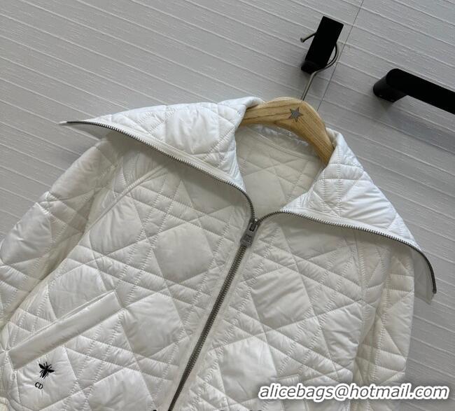 Well Crafted Dior Oblique Padded Short Jacket with Wide Neck CH090404 White 2025