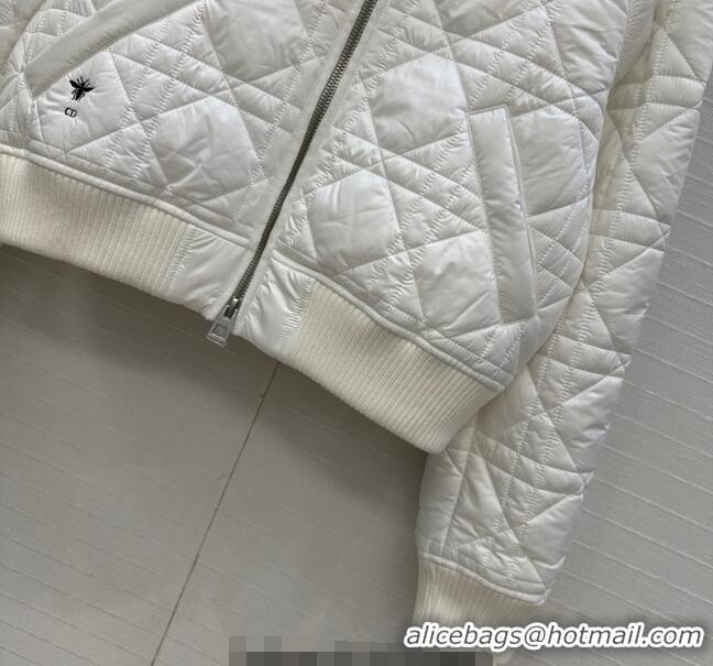 Well Crafted Dior Oblique Padded Short Jacket with Wide Neck CH090404 White 2025