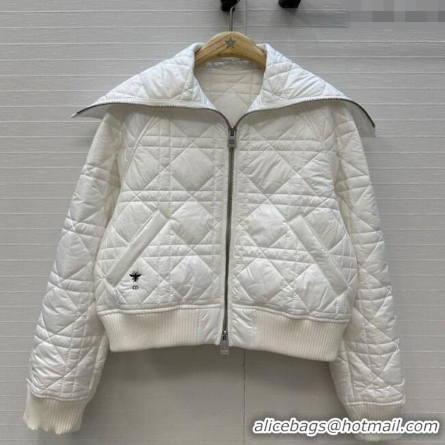 Well Crafted Dior Oblique Padded Short Jacket with Wide Neck CH090404 White 2025