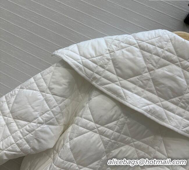 Well Crafted Dior Oblique Padded Short Jacket with Wide Neck CH090404 White 2025