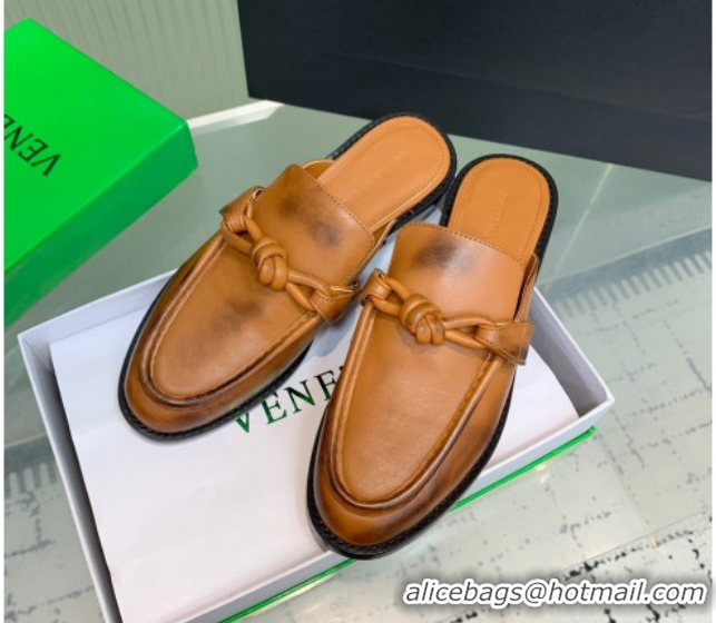Duplicate Bottega Veneta Astaire Flat Mules in Faded Calfskin with One-Tone Knot Brown 0823052