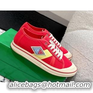 Grade Quality Bottega Veneta Eliot Low-top Sneakers in Canvas with Leather Trim Red 0823059