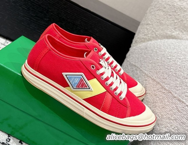 Grade Quality Bottega Veneta Eliot Low-top Sneakers in Canvas with Leather Trim Red 0823059