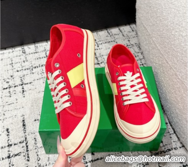 Grade Quality Bottega Veneta Eliot Low-top Sneakers in Canvas with Leather Trim Red 0823059