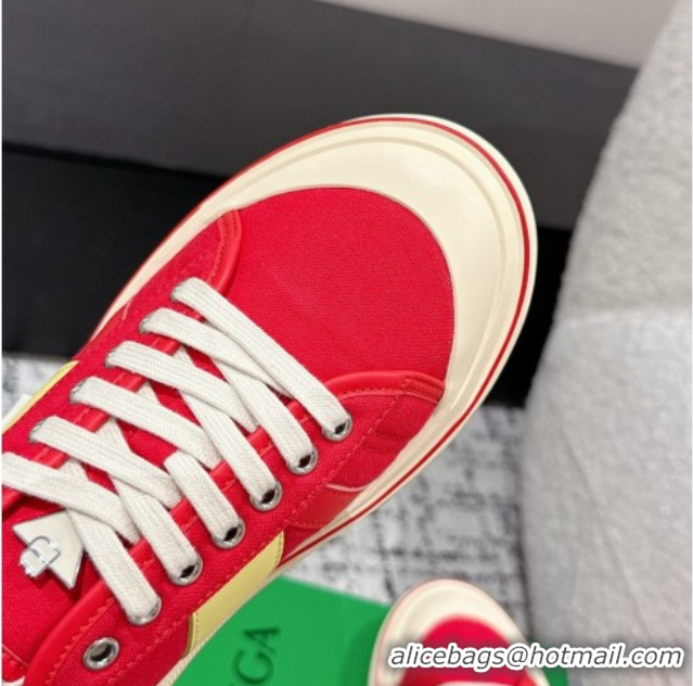 Grade Quality Bottega Veneta Eliot Low-top Sneakers in Canvas with Leather Trim Red 0823059