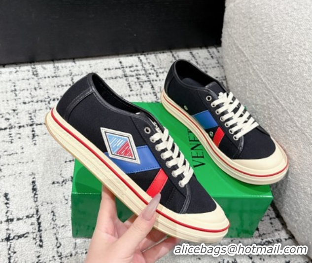 Unique Style Bottega Veneta Eliot Low-top Sneakers in Canvas with Leather Trim Black 0823061