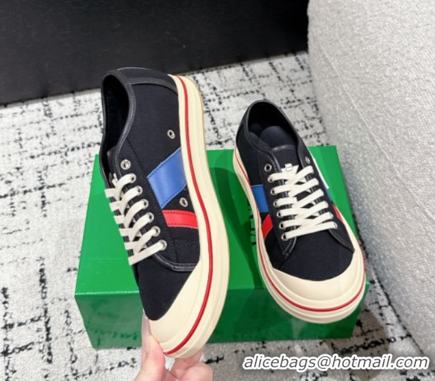 Unique Style Bottega Veneta Eliot Low-top Sneakers in Canvas with Leather Trim Black 0823061