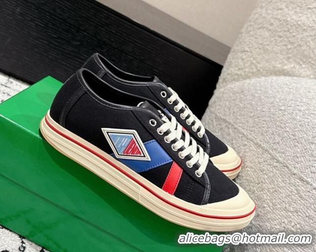 Unique Style Bottega Veneta Eliot Low-top Sneakers in Canvas with Leather Trim Black 0823061