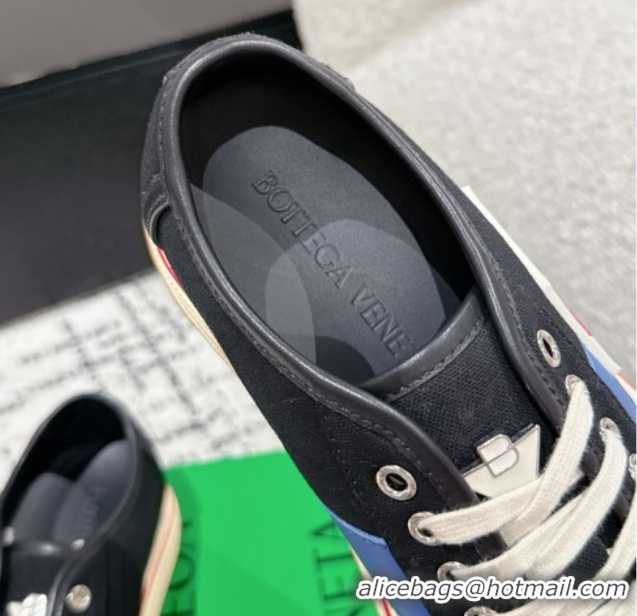 Unique Style Bottega Veneta Eliot Low-top Sneakers in Canvas with Leather Trim Black 0823061