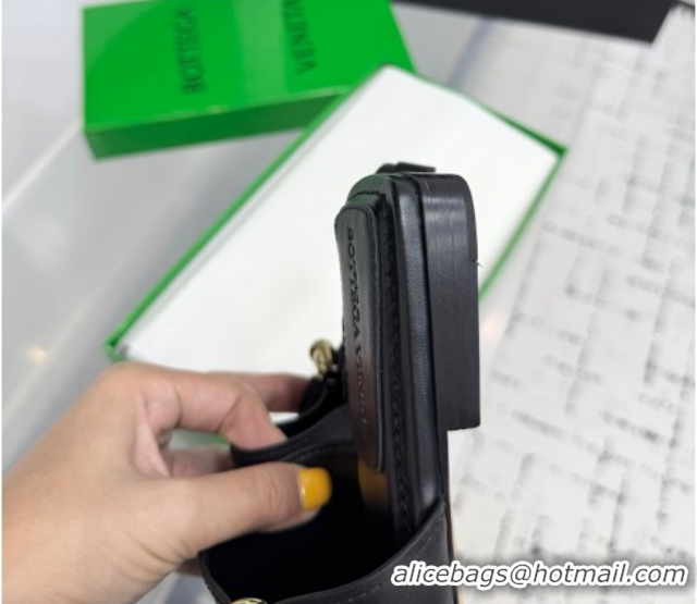 Discount Bottega Veneta Solstice Flat Thong Slides Sandal in Calfskin Leather Black 0823062