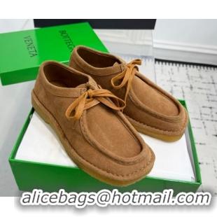 Good Looking Bottega Veneta Daddy Lace-Up Shoes in Suede Brown 0823065