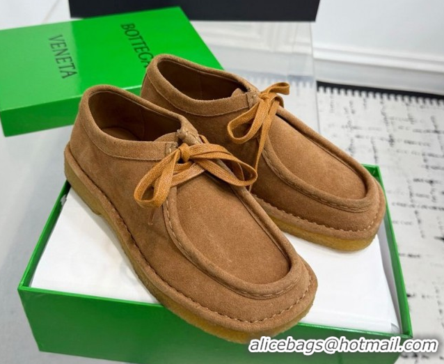 Good Looking Bottega Veneta Daddy Lace-Up Shoes in Suede Brown 0823065