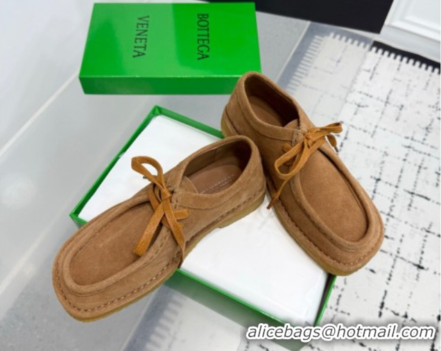 Good Looking Bottega Veneta Daddy Lace-Up Shoes in Suede Brown 0823065