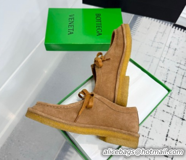 Good Looking Bottega Veneta Daddy Lace-Up Shoes in Suede Brown 0823065