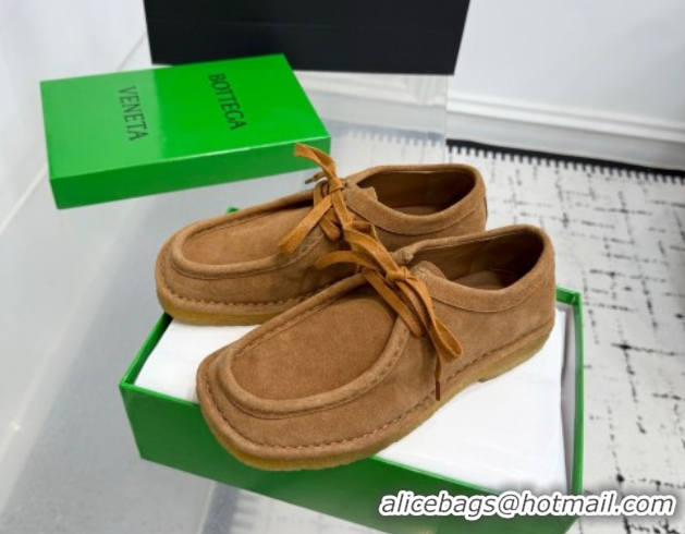 Good Looking Bottega Veneta Daddy Lace-Up Shoes in Suede Brown 0823065