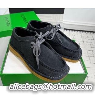 Good Quality Bottega Veneta Daddy Lace-Up Shoes in Suede Grey 0823066