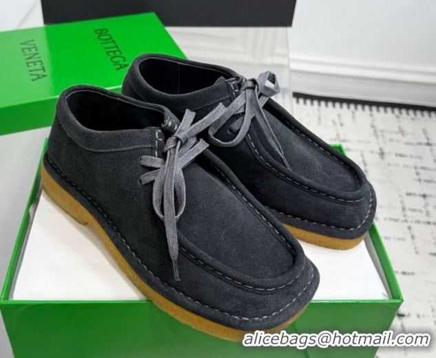 Good Quality Bottega Veneta Daddy Lace-Up Shoes in Suede Grey 0823066